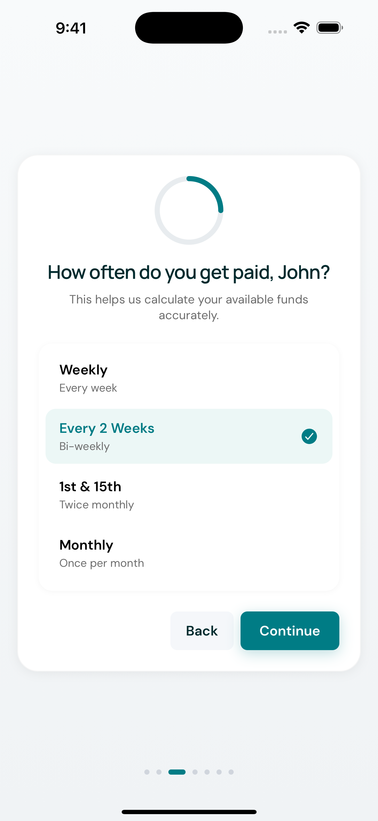 Pay Schedule setup showing payment frequency options